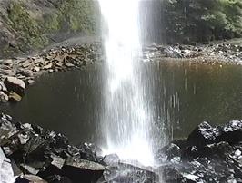 Hardraw Force looks impressive from behind the waterfall
